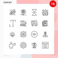 16 universelle Gliederungszeichen Symbole der Home-Font-Stift-Technologie intelligente editierbare Vektordesign-Elemente vektor
