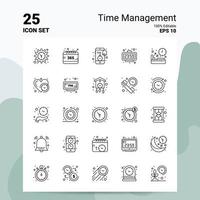 25 tid förvaltning ikon uppsättning 100 redigerbar eps 10 filer företag logotyp begrepp idéer linje ikon design vektor