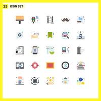 Aktienvektor-Icon-Pack mit 25 Zeilenzeichen und Symbolen für Buchstaben männliche Konstruktion Movember Schnurrbart editierbare Vektordesign-Elemente vektor
