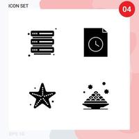 grupp av 4 modern fast glyfer uppsättning för värd sjöstjärna dokumentera strand ljuv redigerbar vektor design element