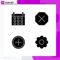 Solid Icon Set Packung mit 4 Glyphen-Icons isoliert auf weißem Hintergrund für Web-Print und Handy vektor