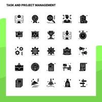 25 Aufgaben- und Projektmanagement-Icon-Set solide Glyphen-Icon-Vektor-Illustrationsvorlage für Web- und mobile Ideen für Unternehmen vektor