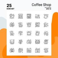 25 Café-Icon-Set 100 bearbeitbare Eps 10 Dateien Business-Logo-Konzept-Ideen-Line-Icon-Design vektor