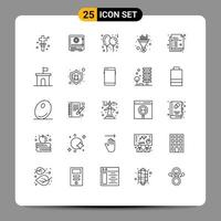 Linienpackung mit 25 universellen Verkaufssymbolen Filter Geld Spielzeug Weihnachten editierbare Vektordesign-Elemente vektor