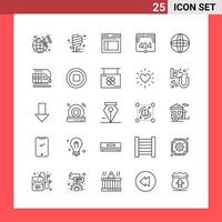 25 Icon Pack Line Style Umrisssymbole auf weißem Hintergrund einfache Zeichen für die allgemeine Gestaltung vektor