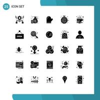 25 kreative Symbole moderne Zeichen und Symbole des Ziels Ziel Geld Stoppuhr Küche editierbare Vektordesign-Elemente vektor