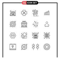 16 kreative Symbole, moderne Zeichen und Symbole von Statistiken, Diagramm, Kaktus, Geschäftsdiagramm, bearbeitbare Vektordesign-Elemente vektor