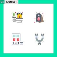 Flaches Icon-Paket mit 4 universellen Symbolen von Hausschlüsseln, die bearbeitbare Vektordesign-Elemente für die Immobilien-Ostern-Entwicklung codieren vektor