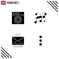 fast glyf packa av 4 universell symboler av app öppen musik e-post telefon redigerbar vektor design element