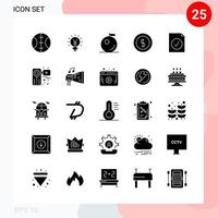 Vektorpaket mit 25 Symbolen im soliden Stil kreatives Glyphenpaket isoliert auf weißem Hintergrund für Web und Handy vektor