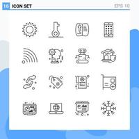 Aktienvektor-Icon-Pack mit 16 Zeilenzeichen und Symbolen für Nachrichten, Passwort, Buch, mobile Anwendung, bearbeitbare Vektordesign-Elemente vektor