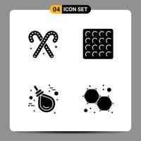 4 schwarze Icon-Pack-Glyphen-Symbole Zeichen für ansprechende Designs auf weißem Hintergrund 4 Icons gesetzt vektor