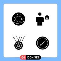 4 solide schwarze Symbolpaket-Glyphensymbole für mobile Apps, die auf weißem Hintergrund isoliert sind 4 Symbole festgelegt vektor