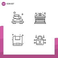 Stock Vector Icon Pack mit 4 Zeilen Zeichen und Symbolen für Hot Box Spa Banking Versand editierbare Vektordesign-Elemente