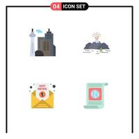 4 flaches Icon-Pack der Benutzeroberfläche mit modernen Zeichen und Symbolen der Architektur Breaking News Palace Landschaft Medien editierbare Vektordesign-Elemente vektor