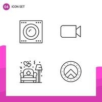 Outline Icon Set Packung mit 4 Zeilensymbolen isoliert auf weißem Hintergrund für reaktionsschnelles Website-Design, Druck- und mobile Anwendungen vektor