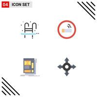 packa av 4 modern platt ikoner tecken och symboler för webb skriva ut media sådan som stege tråd simning cigarett webb redigerbar vektor design element