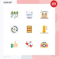 Aktienvektor-Icon-Pack mit 9 Zeilenzeichen und Symbolen für die Marktfinanzierung im Herbst-Zirkulationsshop editierbare Vektordesign-Elemente vektor