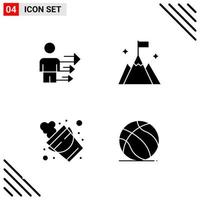 Pixel perfektes Set aus 4 soliden Symbolen Glyphen-Icon-Set für die Gestaltung von Websites und die Schnittstelle für mobile Anwendungen vektor