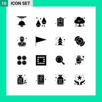 16 universelle solide Glyphen, die für Web- und mobile Anwendungen festgelegt wurden. Fighter Internet Thanksgiving Cloud Notepad editierbare Vektordesign-Elemente vektor