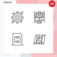 Stock Vector Icon Pack mit 4 Zeilen Zeichen und Symbolen für Motor Handy Bouquet Geschenk mobil editierbare Vektordesign-Elemente