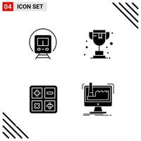 Pixel perfektes Set aus 4 soliden Symbolen Glyphen-Icon-Set für die Gestaltung von Websites und die Schnittstelle für mobile Anwendungen vektor