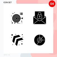 Vektorpaket mit 4 Symbolen im soliden Stil kreatives Glyphenpaket isoliert auf weißem Hintergrund für Web und Handy vektor
