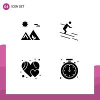4 thematische Vektor-Solid-Glyphen und bearbeitbare Symbole des arabischen Lieblings-Ägypten-Skis wie bearbeitbare Vektordesign-Elemente vektor