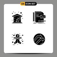 Stock Vector Icon Pack mit 4 Zeilenzeichen und Symbolen für Wirtschaft Lebkuchenmann Marke Brief Pfeil editierbare Vektordesign-Elemente