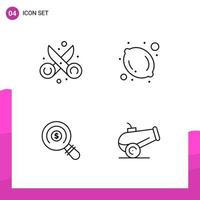 Outline Icon Set Packung mit 4 Zeilensymbolen isoliert auf weißem Hintergrund für reaktionsschnelles Website-Design, Druck- und mobile Anwendungen vektor