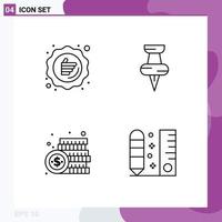 4-Benutzeroberflächen-Linienpaket mit modernen Zeichen und Symbolen der Rabattwährungsförderung Pin-Geld editierbare Vektordesign-Elemente vektor