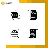 4 Icon Set Solid Style Icon Pack Glyphensymbole isoliert auf weißem Hintergrund für responsives Website-Design vektor