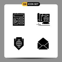 4 schwarze Icon-Pack-Glyphen-Symbole Zeichen für ansprechende Designs auf weißem Hintergrund 4 Icons gesetzt vektor