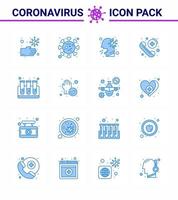 16 blå coronavirus epidemi ikon packa suga som blod medicinsk hosta nödsituation sjuk viral coronavirus 2019 nov sjukdom vektor design element