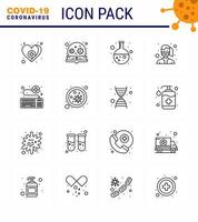 16-zeiliges Virusvirus-Corona-Icon-Pack wie Verschleißschutz-Virusmaske Forschung Virus-Coronavirus 2019nov-Krankheitsvektor-Designelemente vektor