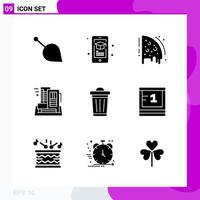 Solid Icon Set Pack mit 9 Glyphen-Icons isoliert auf weißem Hintergrund für Web-Print und Handy vektor