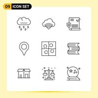 9 kreativ ikoner modern tecken och symboler av del markör signal Karta skydda redigerbar vektor design element