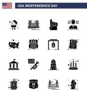 16 usa Solid Glyph Pack of Independence Day Zeichen und Symbole der Staaten Flagge usa amerikanisch amerikanisch editierbare usa Day Vektordesign-Elemente vektor