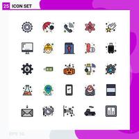 25 gefüllte Linien flaches Farbkonzept für mobile Websites und Apps Sterne fallende eingehende Anrufe Frühling floral editierbare Vektordesign-Elemente vektor