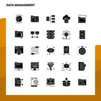 25 Datenmanagement-Icon-Set solide Glyphen-Icon-Vektor-Illustrationsvorlage für Web- und mobile Ideen für Unternehmen vektor