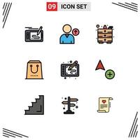 uppsättning av 9 modern ui ikoner symboler tecken för läsplatta inköp dra paket handel redigerbar vektor design element