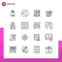 Outline Icon Set Packung mit 16 Zeilensymbolen isoliert auf weißem Hintergrund für reaktionsschnelle Website-Design-Druck- und mobile Anwendungen vektor