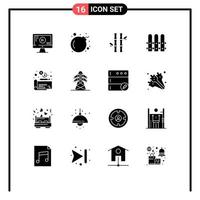 16 kreative Symbole, moderne Zeichen und Symbole für den Bau von Cheaque-Waldhäusern, bearbeitbare Vektordesign-Elemente vektor