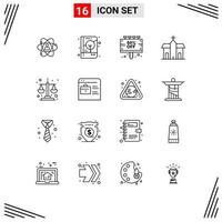 översikt packa av 16 universell symboler av byggnad rabatt varumärke identitet försäljning tecken redigerbar vektor design element