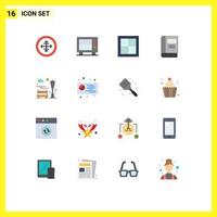 uppsättning av 16 modern ui ikoner symboler tecken för bänk kunskap lägenhet utbildning rum redigerbar packa av kreativ vektor design element