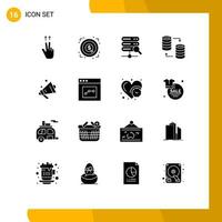 användare gränssnitt packa av 16 grundläggande fast glyfer av handla högtalare server dela med sig kvm redigerbar vektor design element