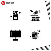 4 kreativ ikoner modern tecken och symboler av ipod annons spelare megafon gata redigerbar vektor design element