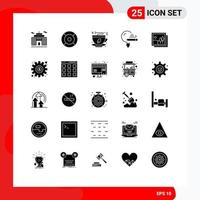 solides Glyphenpaket mit 25 universellen Symbolen für Rahmen, Schule, Tee, Lernen, Bildung, editierbare Vektordesign-Elemente vektor