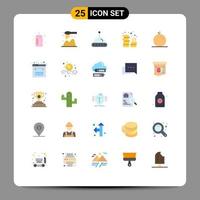 Aktienvektor-Icon-Pack mit 25 Zeilenzeichen und Symbolen für Zellstoff-Fruchtwissenschafts-Währungsmünzen editierbare Vektordesign-Elemente vektor