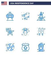 9 blaue Schilder für den Unabhängigkeitstag der USA Usa American Garland Star Transport editierbare Usa-Tag-Vektordesign-Elemente vektor